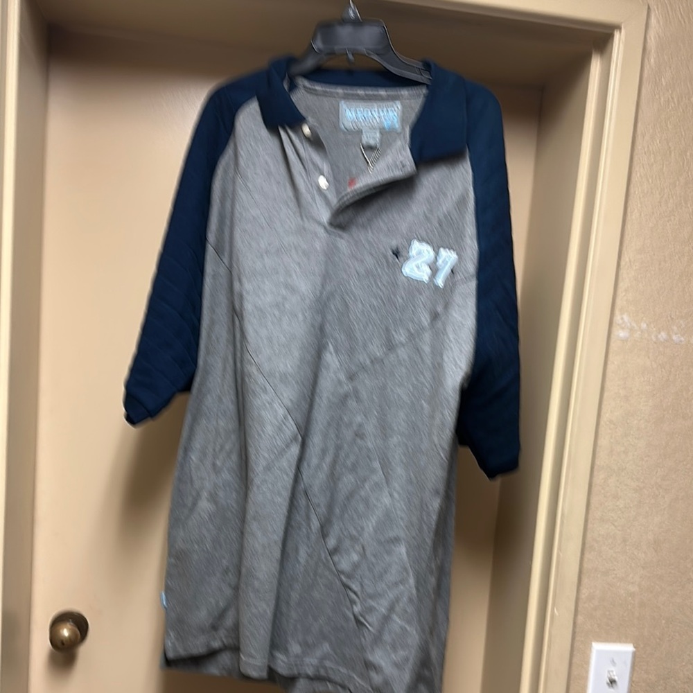Nautica Blue and Gray Polo Shirt Casual Style